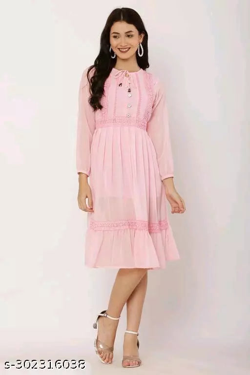 Peach Georgette dress Kansai