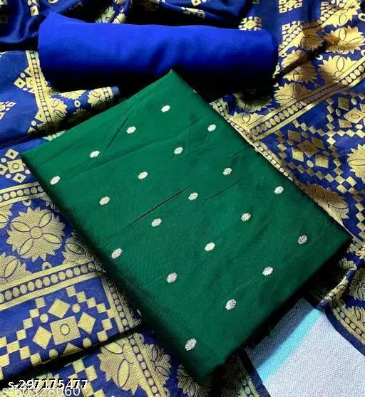 SUIT+RB CHOKTHA-RB PLAIN-BGREEN BUTTI TOP