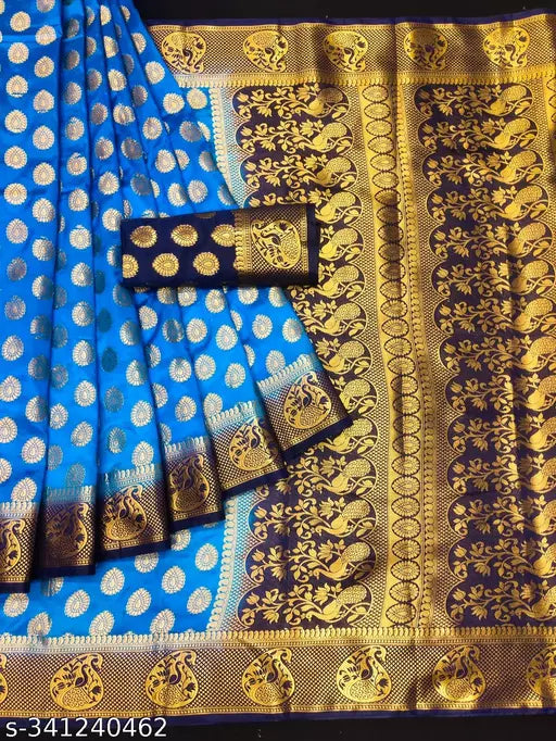 Morpich Fashion   Nylon Banarasi Silk Same Border Saree