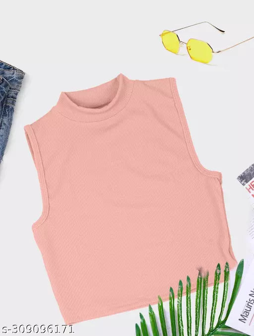 Women's Solid Cotton Rib Knit Crop Tank Top