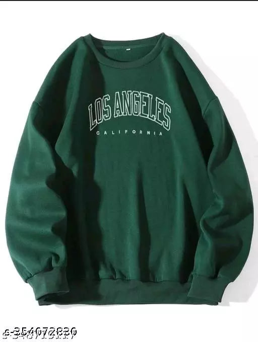 JKP COLLECTION  Unisex  Los Angeles  Full  sleeves Latest Printed Fabric Fleece For Outdoor & Indoor Sweatshirt Green