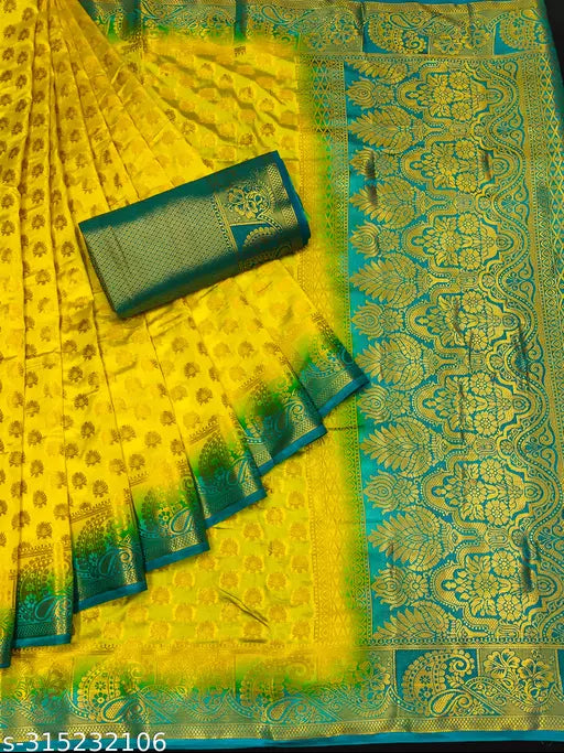 Morpich Fashion  Nylon Banarasi Silk Same Border Saree