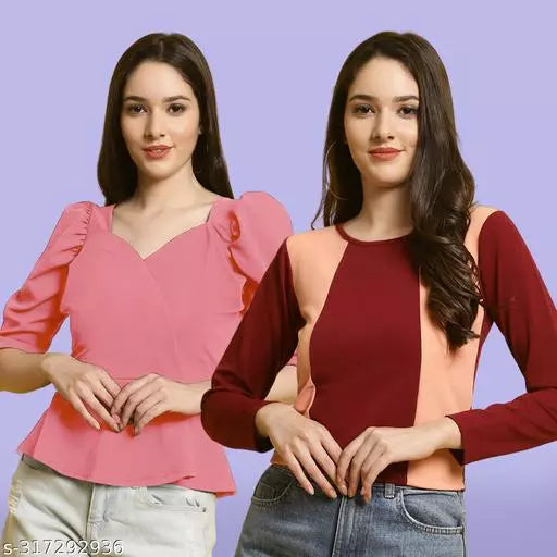 Clasic Casual Fashion Forward Women's Top - Pack of 2
