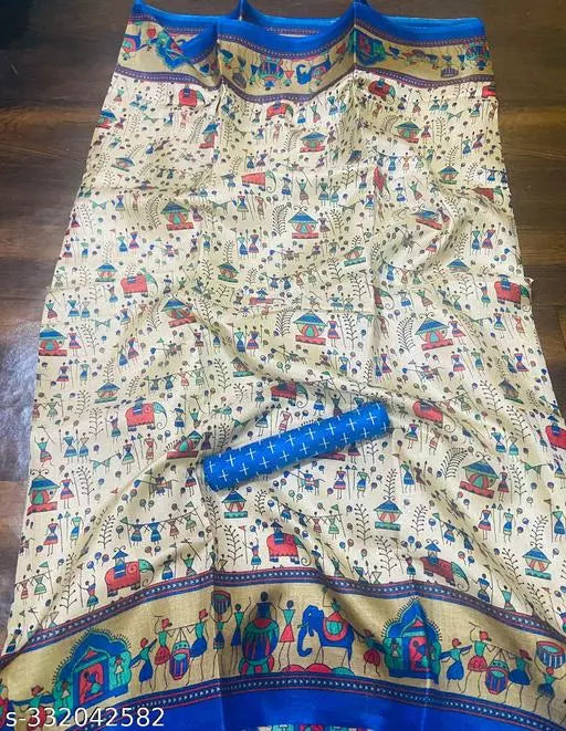 WORLI PRINT KHADI SILK BLENDED LIGHT WEIGHT COMFERTABLE WEAR