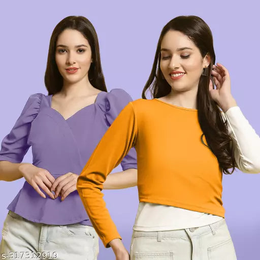 Clasic Casual Fashion Forward Women's Top - Pack of 2
