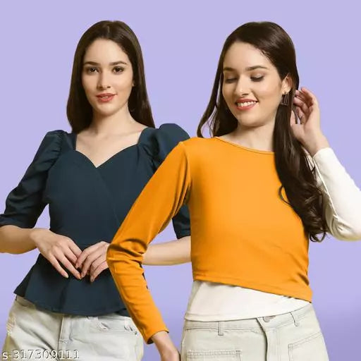 Clasic Casual Fashion Forward Women's Tops - Pack of 2