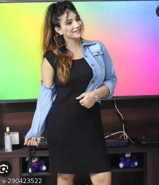 STYLISH LONG SANDO DRESS = DENIM JACKET COMBO