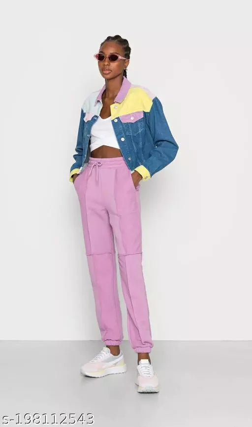 Bold and Bright: Colorful Patched Denim Jacket for Women