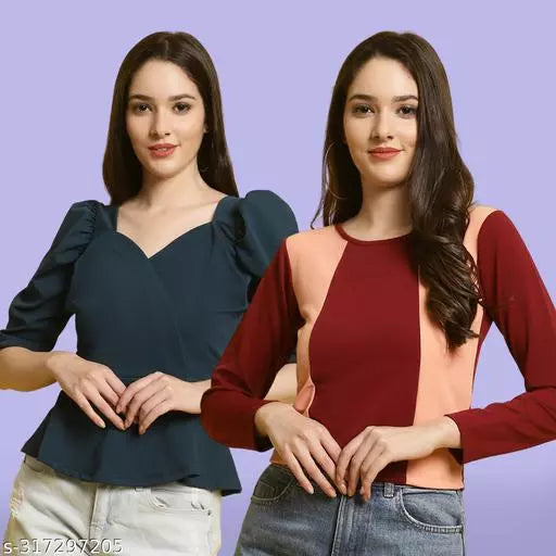 Clasic Casual Fashion Forward Women's Top - Pack of 2