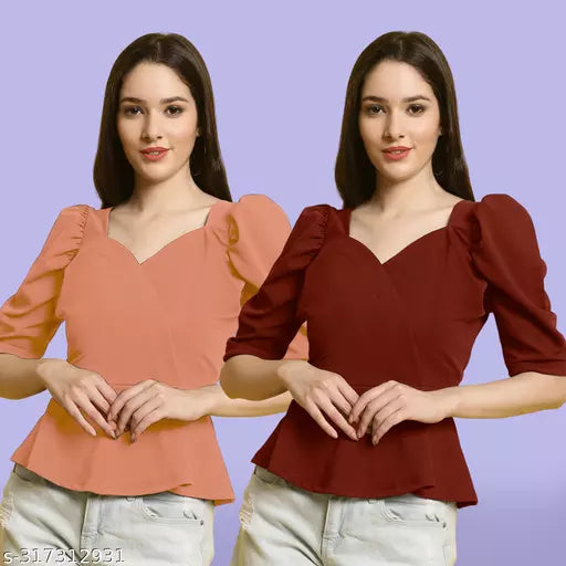 Clasic Casual Fashion Forward Women's Top - Pack of 2
