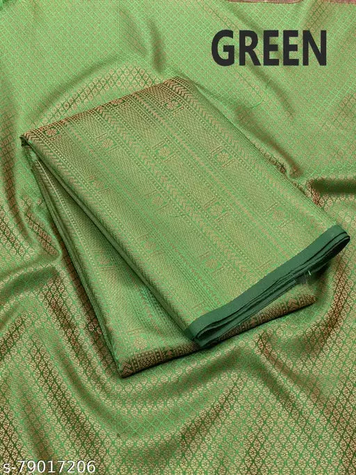 Beautiful Kanchi Semi Pattu Saree With Brocade Pallu Blouse.