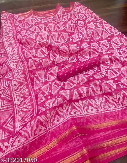TRIO PRINTED COTTON BLENDED SAREE