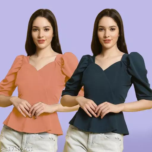 Clasic Casual Fashion Forward Women's Top - Pack of 2
