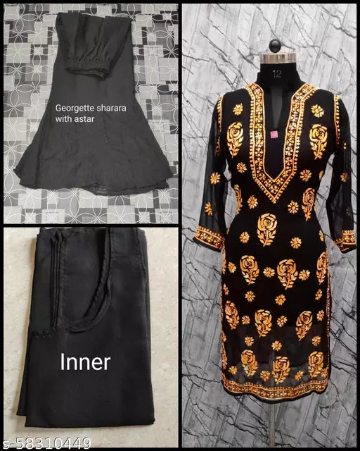 Rose B/S with georgatte sharara and inner Kurta Sets