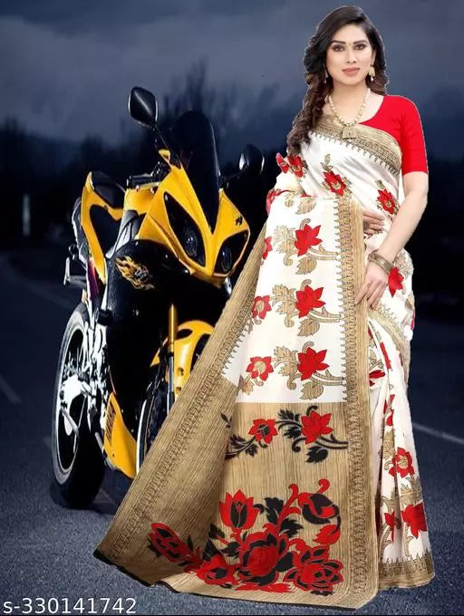 LIGHT WEIGHT SUPER DESIGNER ( KHAADI -COTTON BLEND MIX MATERIAL) SKIN FRIENDLY SAREE WITH UNSTICHED BLOUSE