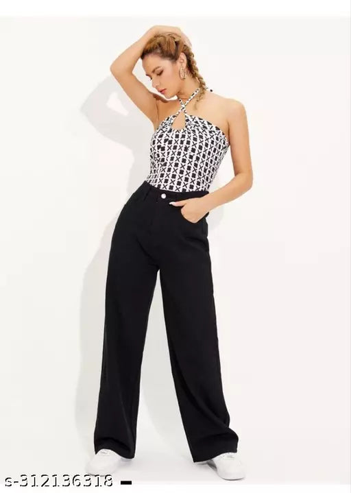 SAANU'S FASHION - STYLISH WIDE LEG DENIM JEANS FOR GIRLS & WOMEN