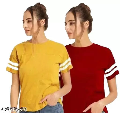 Women Color Block HALF Sleeve Designer Party wear Top for women and Girls(COMBO OF 2)
