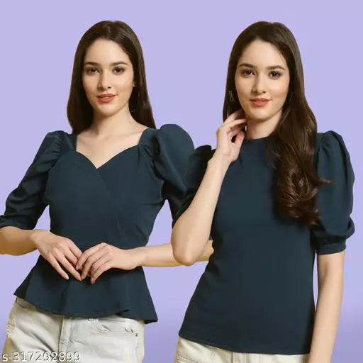 Clasic Casual Fashion Forward Women's Top - Pack of 2
