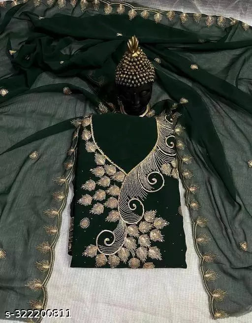 Womens Embroidered Fancy Georgette Classic Work Suits & Dress Materials