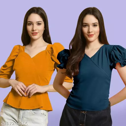 Clasic Casual Fashion Forward Women's Top - Pack of 2