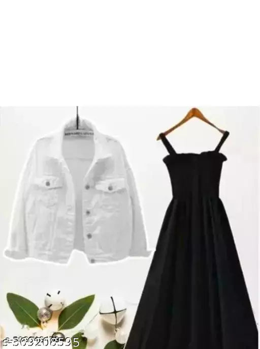 Sholder straps dress with white jacket