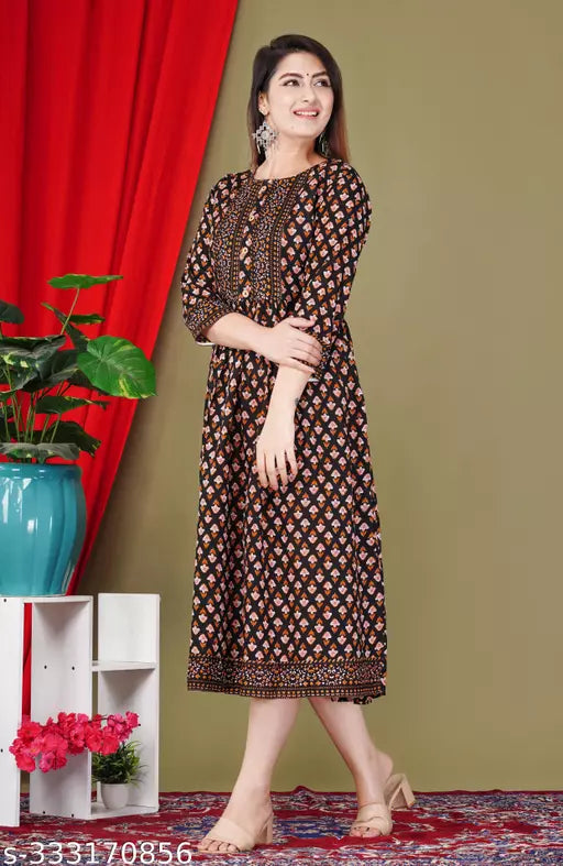 Shree Ganesh Fashion rayone printes Back kurtis for womans