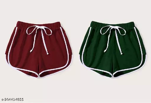 Vivient Women Maroon and Green Short Combo