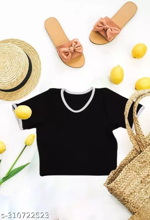 Women's Solid Cotton Rib Knit Crop Tank Top
