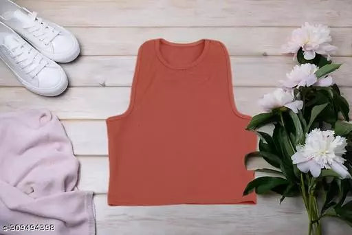 Women's Solid Cotton Rib Knit Crop Tank Top
