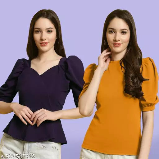 Clasic Casual Fashion Forward Women's Top - Pack of 2