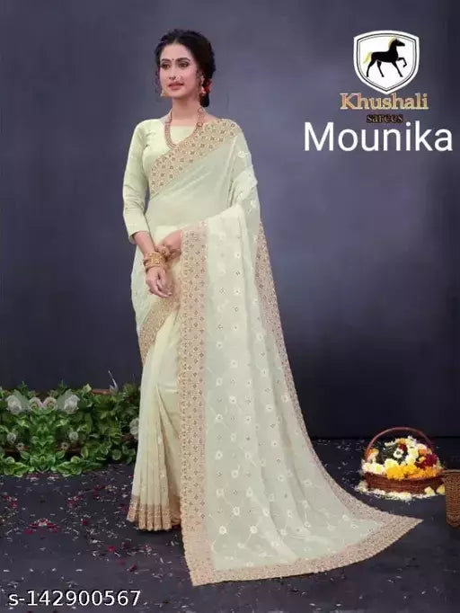 MOUNIKA FANCY EMBROIDERY HEAVY SAREE