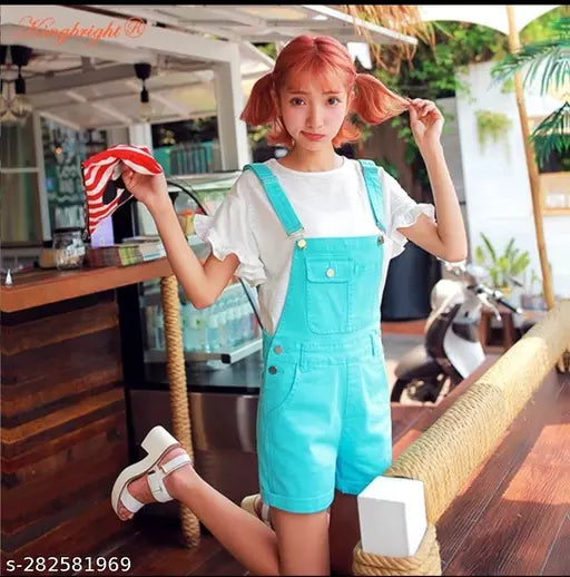 Stylish denim fabric dungree+ teee