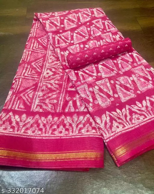 TRIO PRINTED COTTON BLENDED SAREE