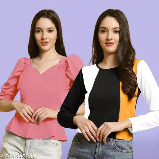 Clasic Casual Fashion Forward Women's Top - Pack of 2