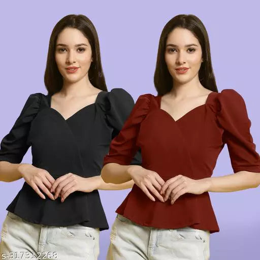 Clasic Casual Fashion Forward Women's Top - Pack of 2