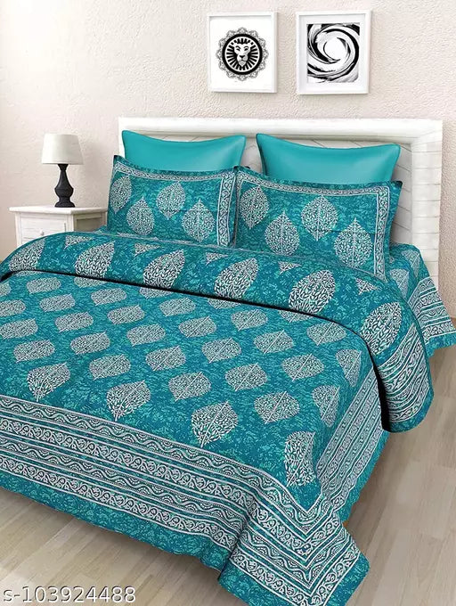 Double Pure Cotton Bedsheet With 2 Pillow Covers