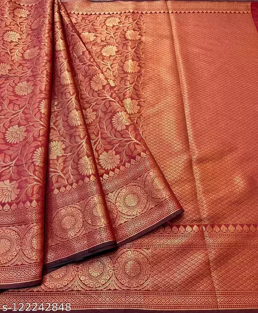 Copper Zari Soft Silk Saree