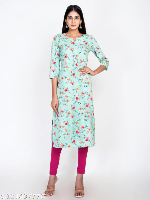 Women Printed Crepe Straight Kurta