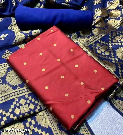 SUIT+RB CHOKTHA-RB PLAIN-MAROON BUTTI TOP