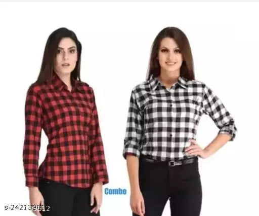 woman check shirt combo 2