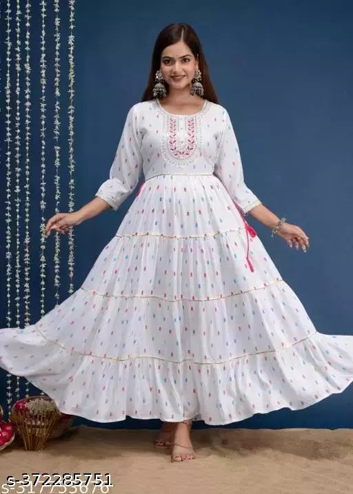 rudraksh rayon printed gown