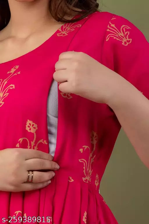 Mialo fashion maternity feeding kurtis for women with both side invisible zip.