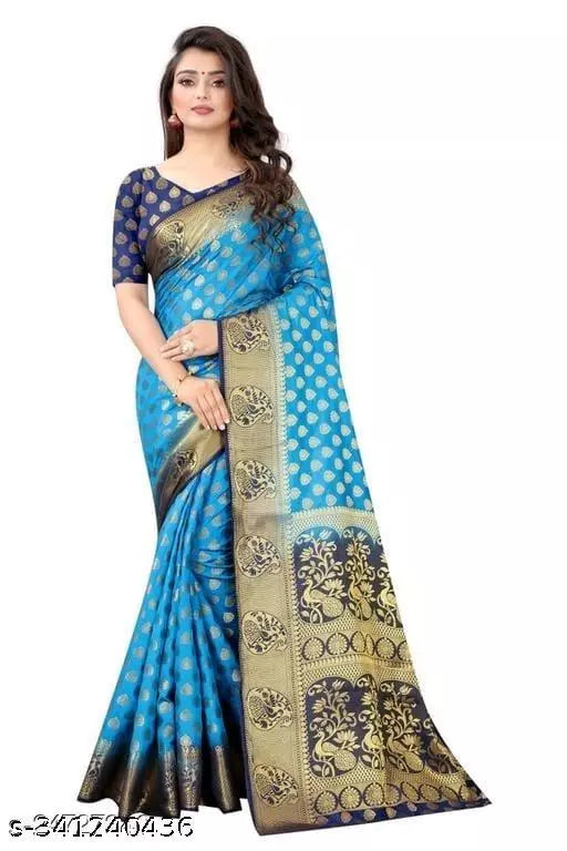 Morpich Fashion   Nylon Banarasi Silk Same Border Saree