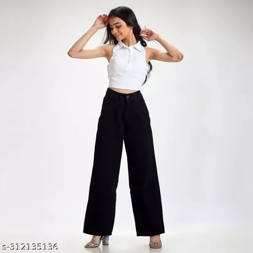 SAANU'S FASHION - STYLISH WIDE LEG DENIM JEANS FOR GIRLS & WOMEN