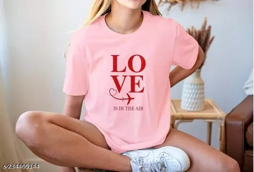 Vivient Women Pink Love Printed T-Shirt