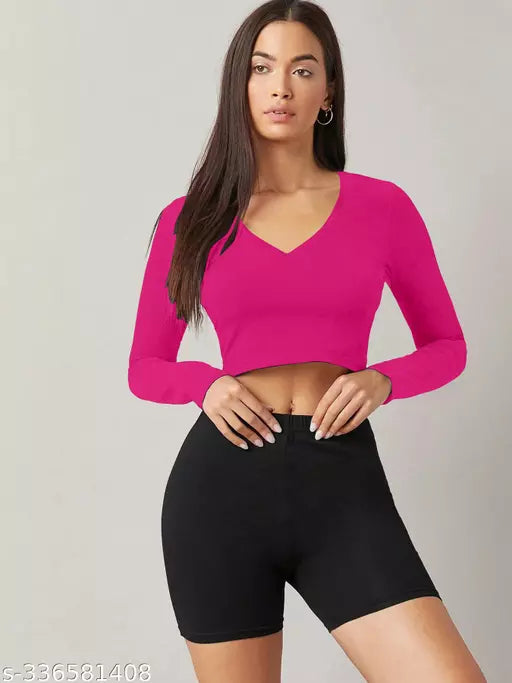 Western Printed V_ Neck Crop Top