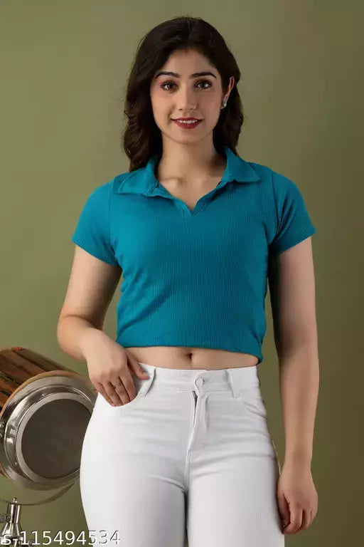 Mialo fashion ribbed polo neck top.