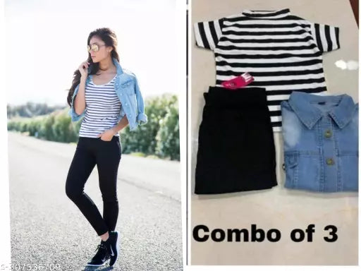 TOP+ JACKET+ IMPORTED LEGGING ( 3 PCE COMBO)