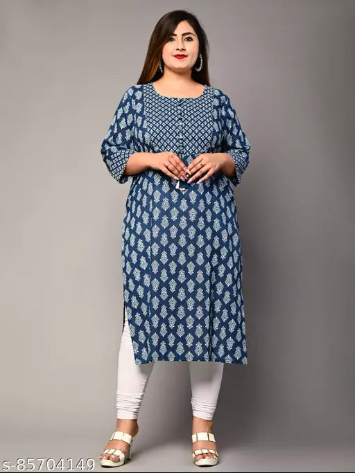 Swasti  Plus Size Women Printed Pure Cotton Straight Kurta