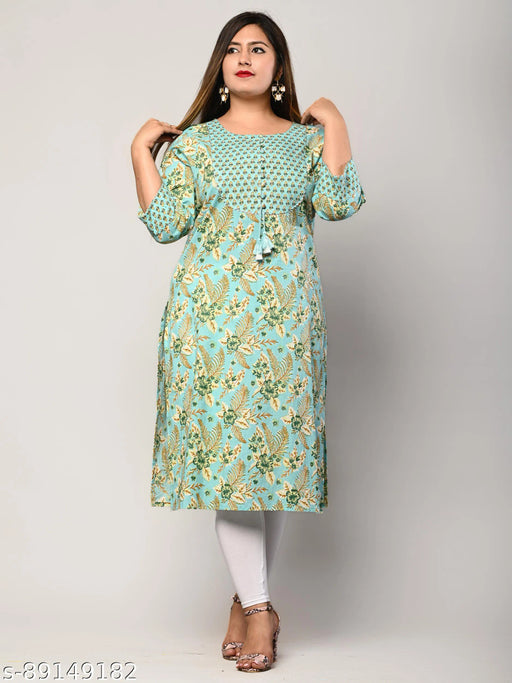 Swasti  Plus Size  Women Floral Print  Printed Pure Cotton Straight Kurta